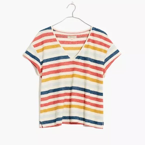 SOLD EUC Madewell Skyline V-Neck Tee - Jay Stripe - M - Picture 7 of 7